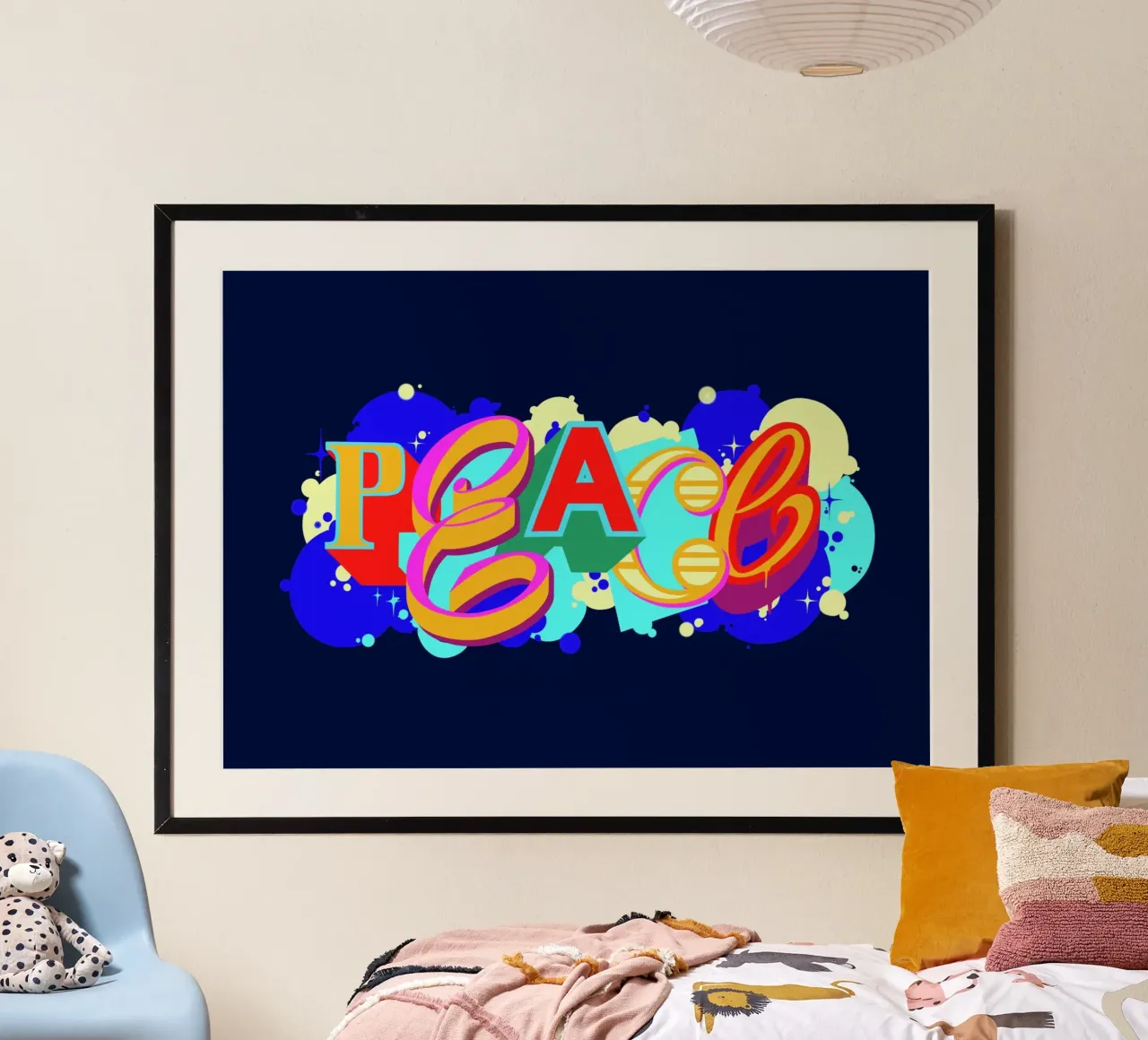 Peace poster con telaio in legno da Glettering
