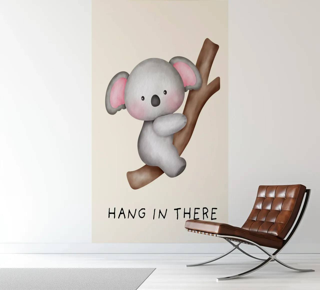 "Hang in There" – Motivational Koala Print photo wallpaper by PrintCessStudio