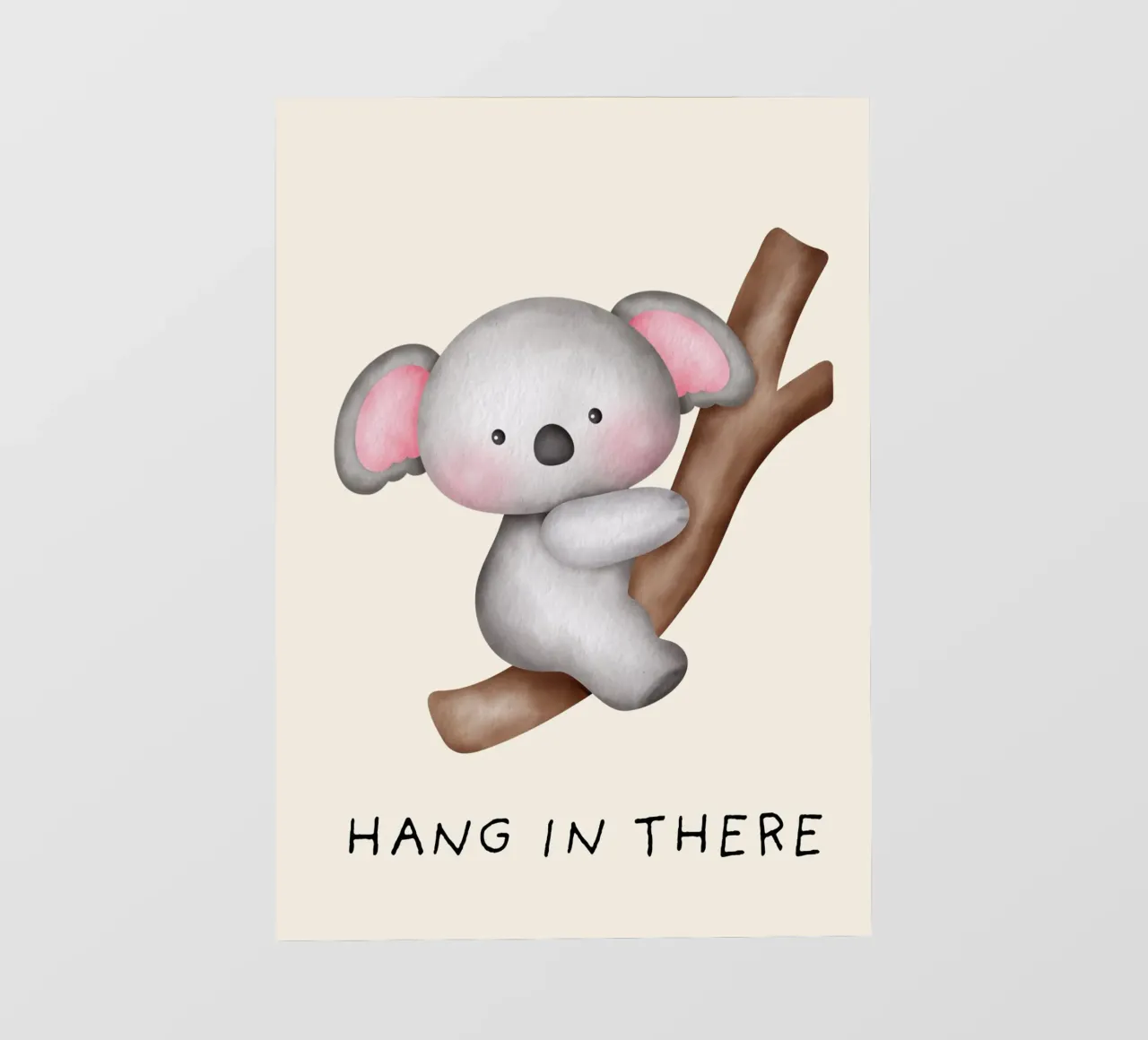 "Hang in There" – Motivational Koala Print photo wallpaper by PrintCessStudio