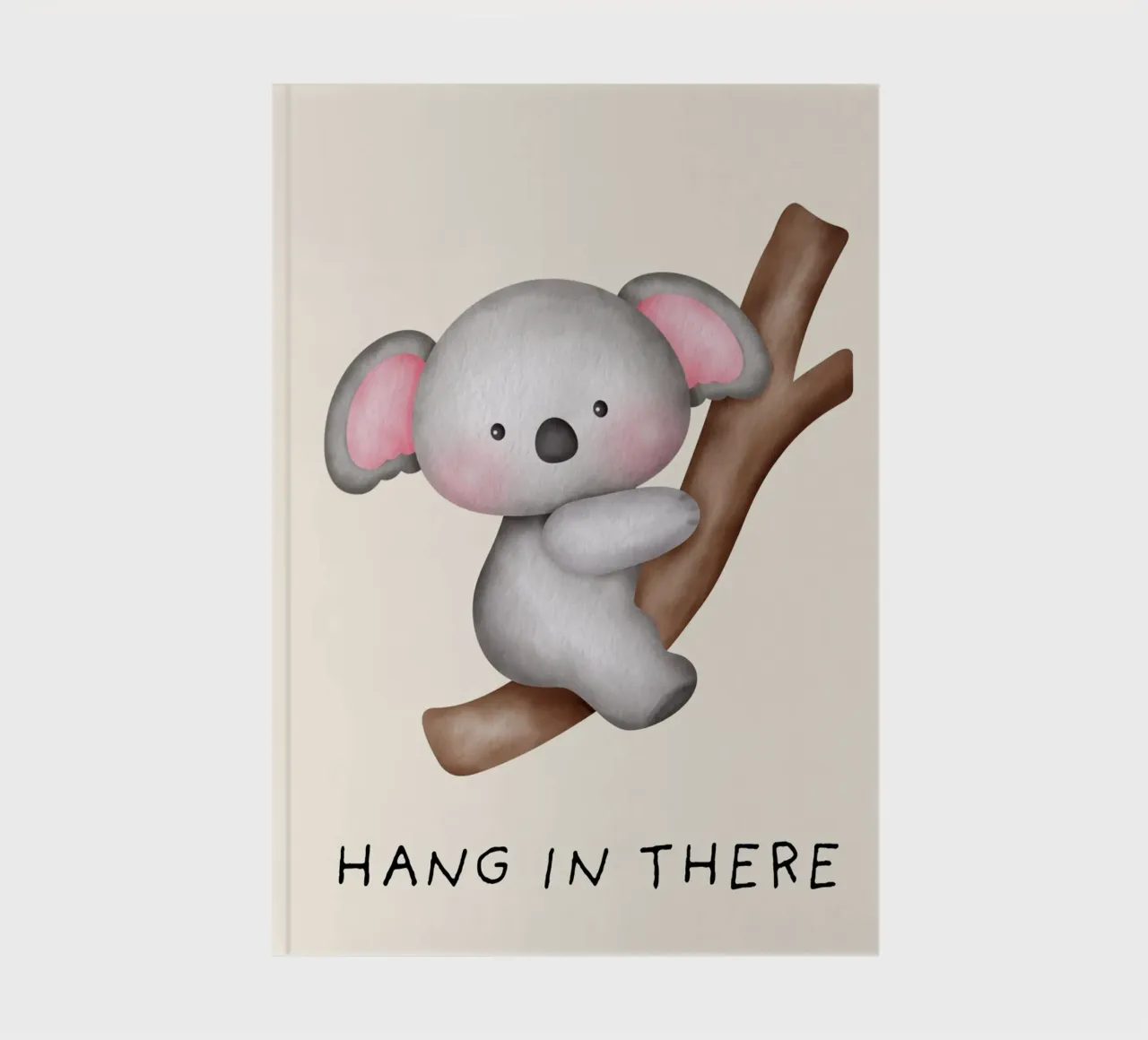"Hang in There" – Motivational Koala Print notebook by PrintCessStudio