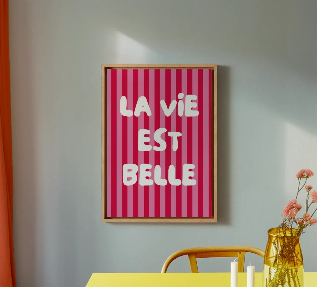 La vie est belle,citaat, gezegde, typografie canvas van pdigitalprints