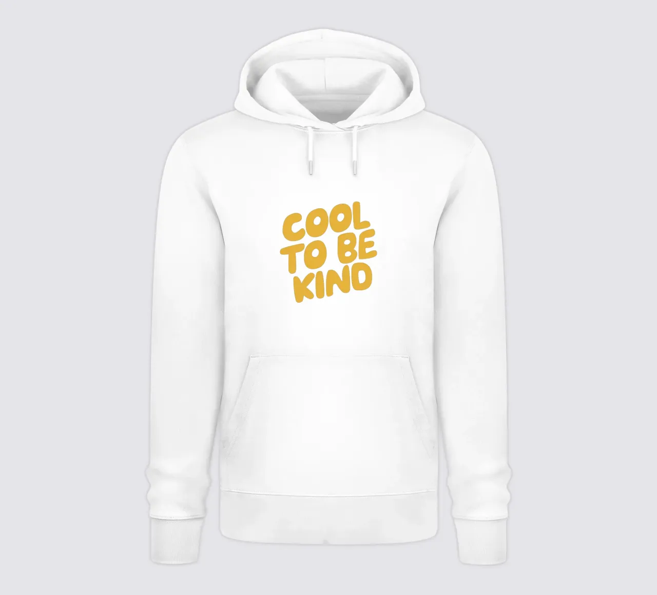 Design tipografico Cool to Be Kind in giallo felpa con cappuccio da THE MOTIVATED TYPE