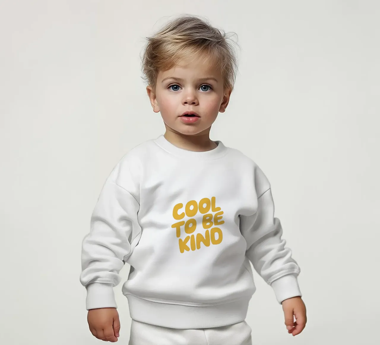 Design tipografico Cool to Be Kind in giallo felpa neonato da THE MOTIVATED TYPE