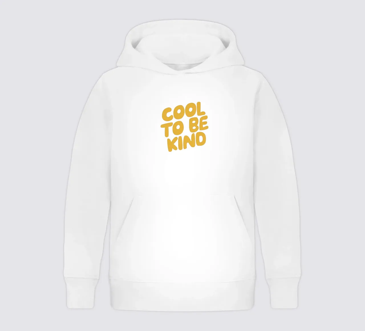Design tipografico Cool to Be Kind in giallo felpa bambino con cappuccio da THE MOTIVATED TYPE