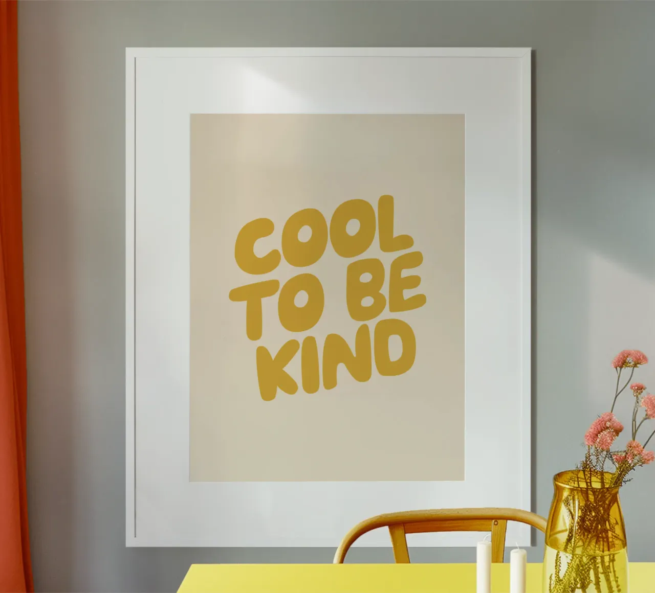 Cool to Be Kind Typography Design in Yellow poster by THE MOTIVATED TYPE