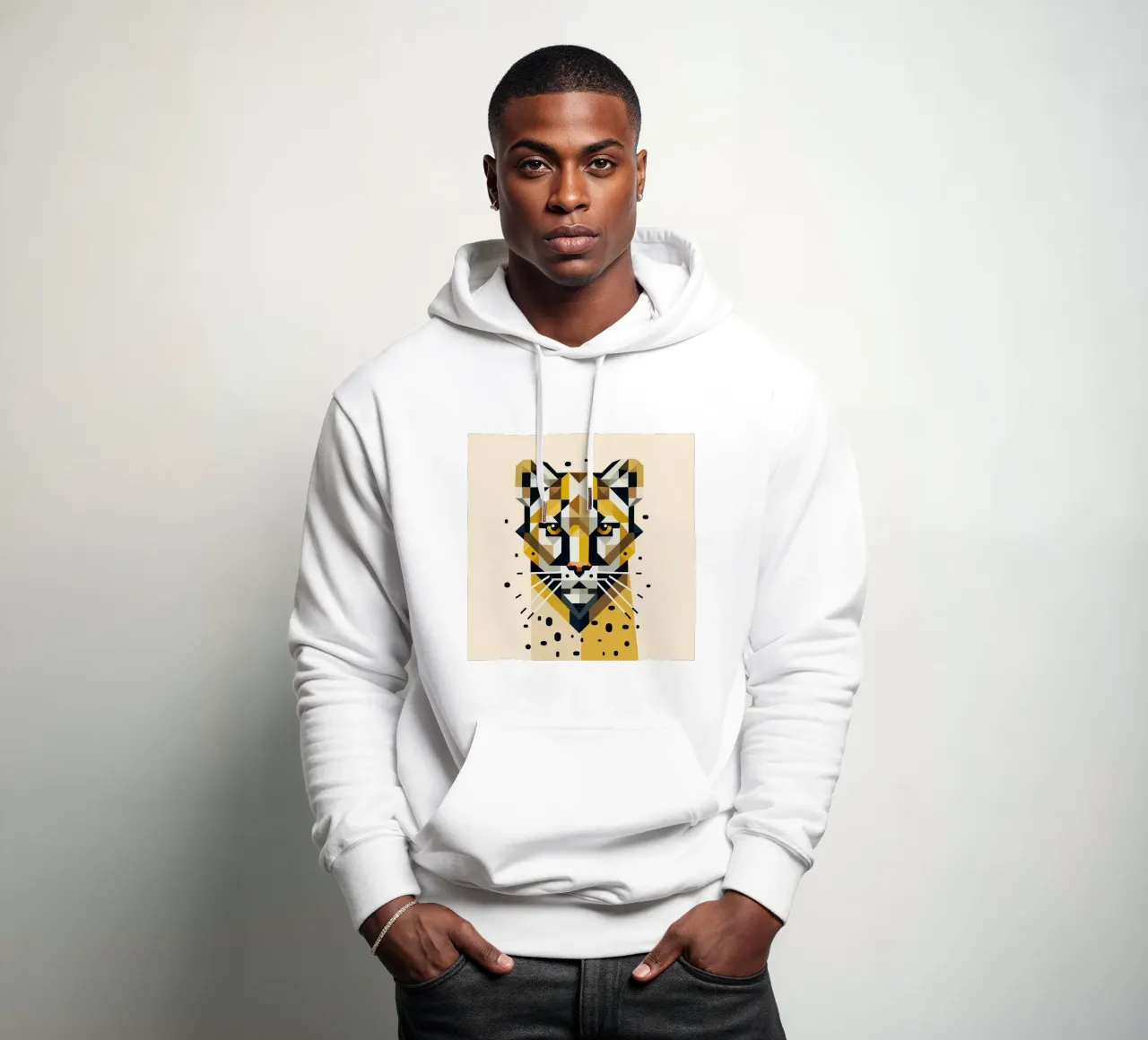 Eleganza geometrica - gatto rapace in forma astratta felpa con cappuccio da namosh