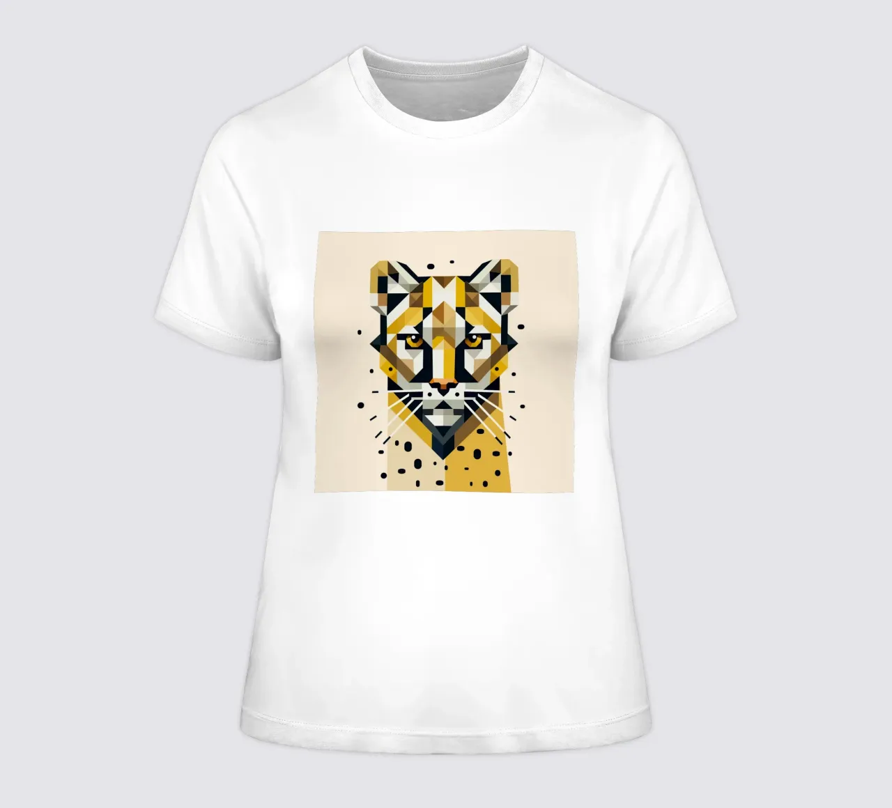 Geometric elegance - cat of prey in abstract form women's fitted t-shirt by namosh
