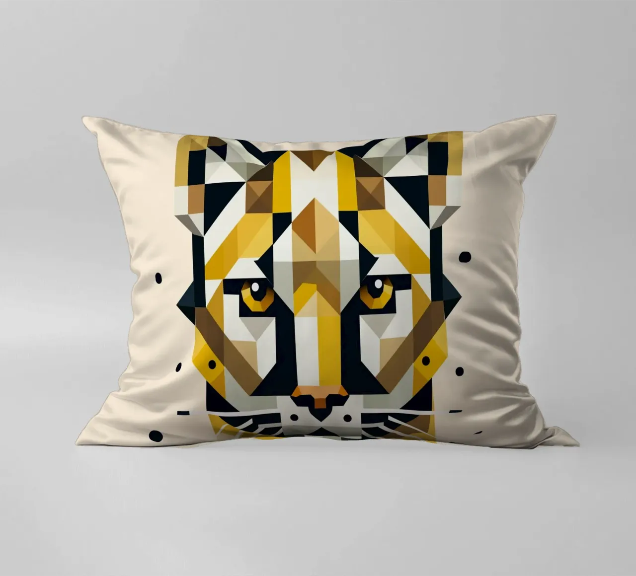 Geometric elegance - cat of prey in abstract form decorative cushion by namosh