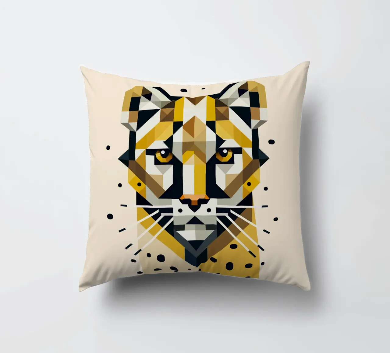 Geometric elegance - cat of prey in abstract form decorative cushion by namosh