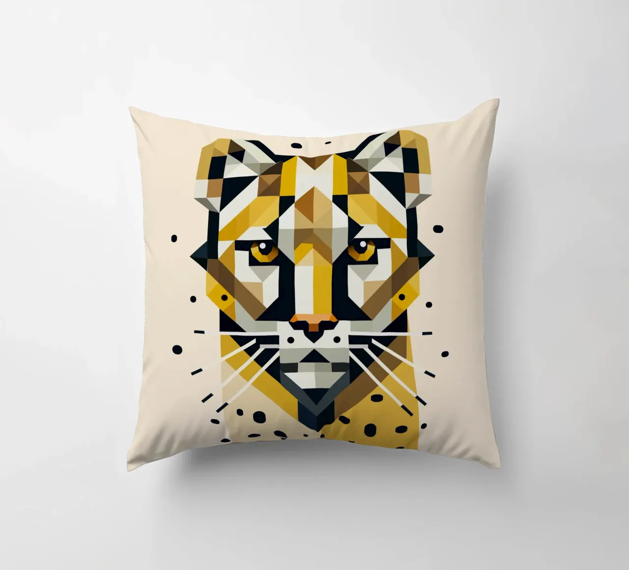 Geometric elegance - cat of prey in abstract form decorative cushion by namosh