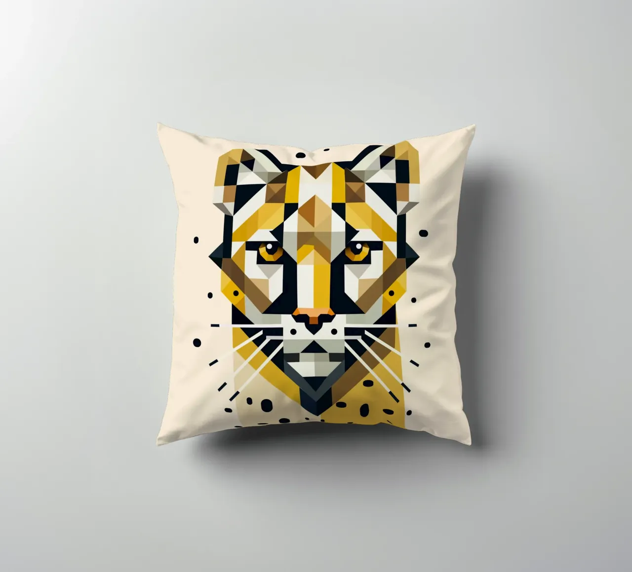 Geometric elegance - cat of prey in abstract form decorative cushion by namosh