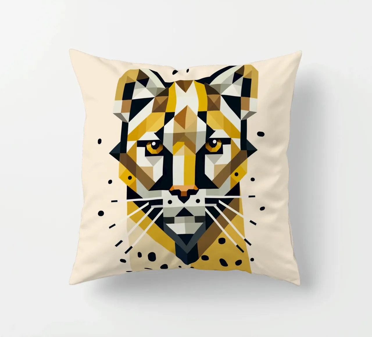 Geometric elegance - cat of prey in abstract form decorative cushion by namosh