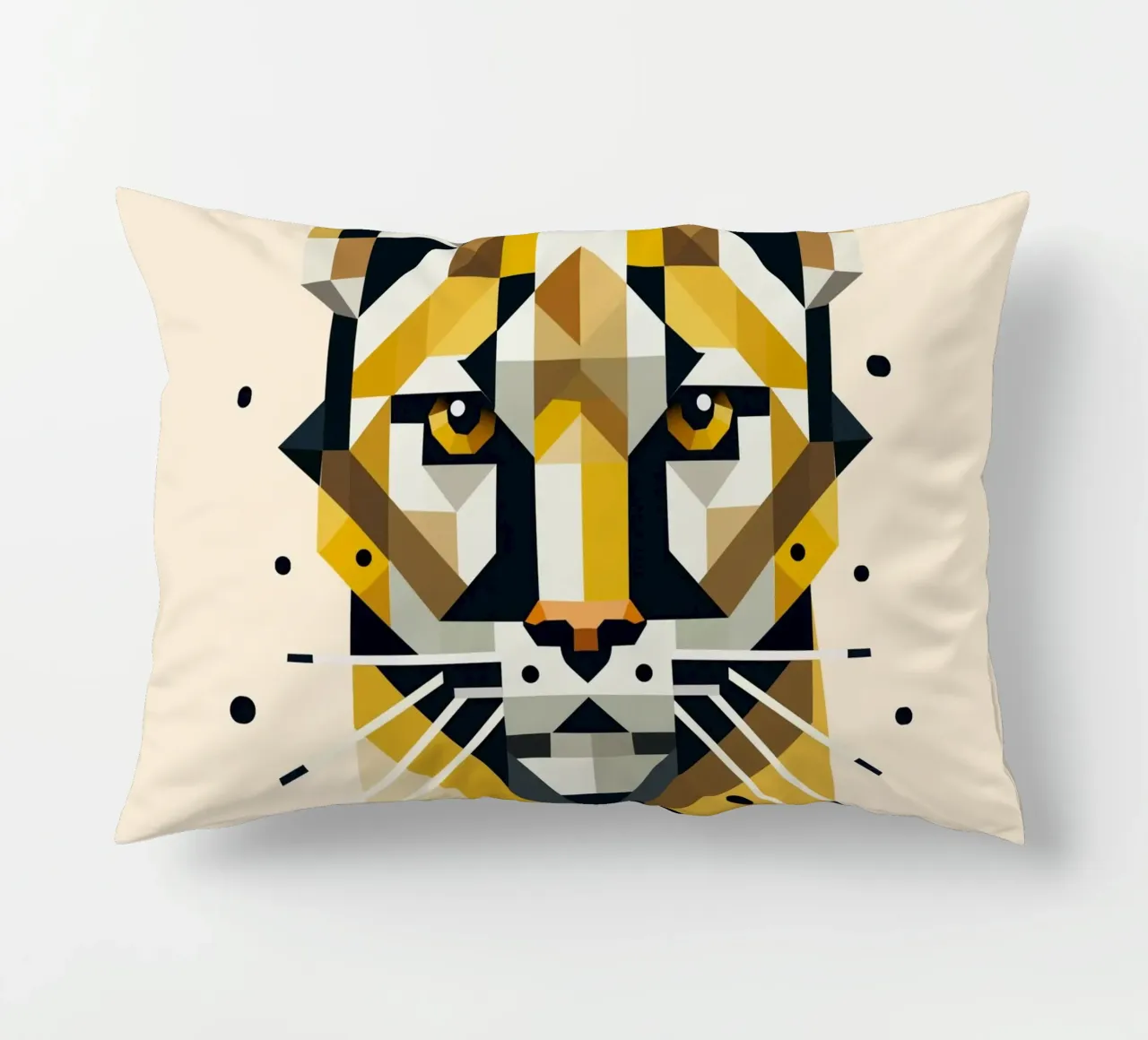 Geometric elegance - cat of prey in abstract form decorative cushion by namosh