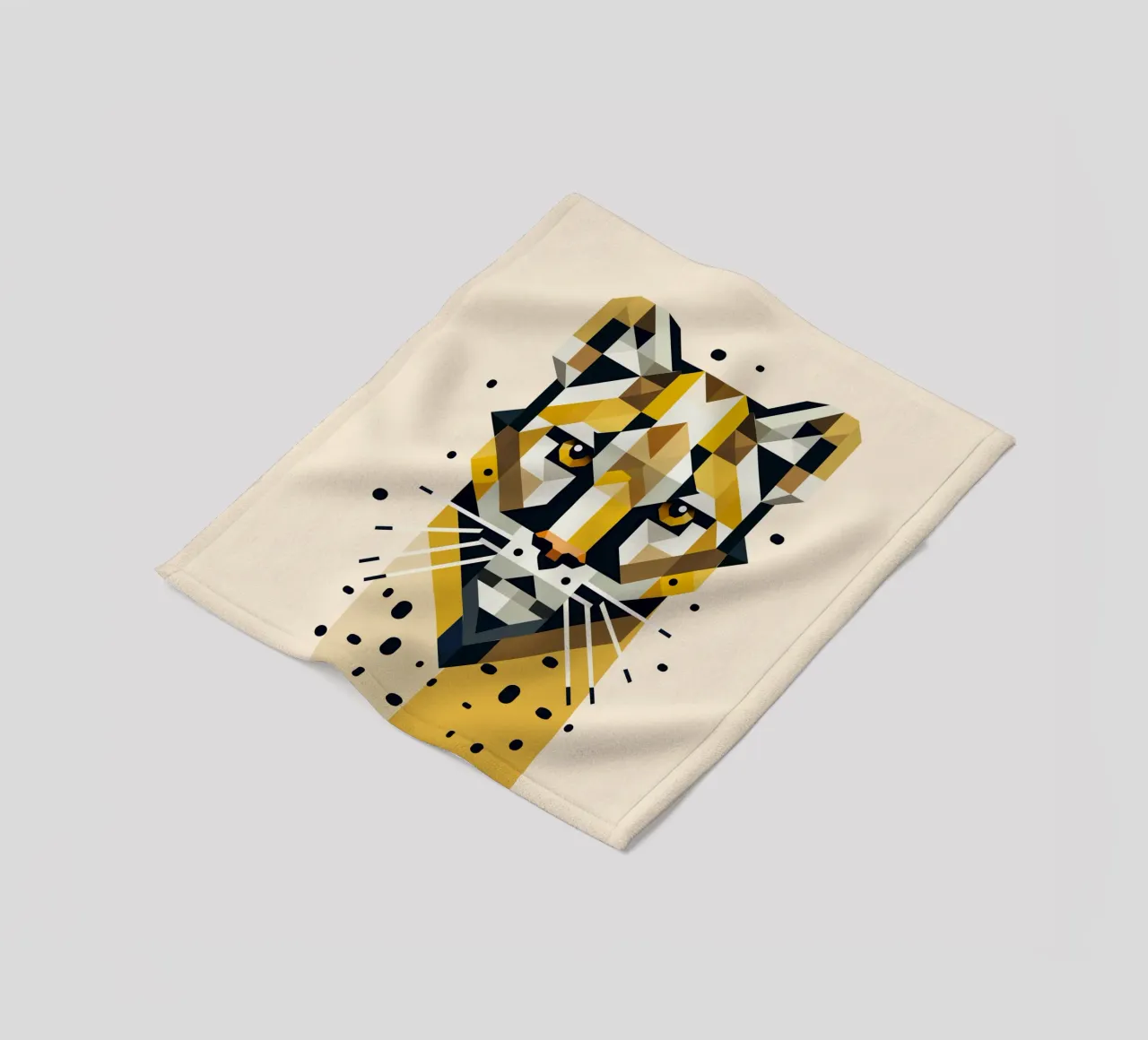 Geometric elegance - cat of prey in abstract form fleece blanket by namosh