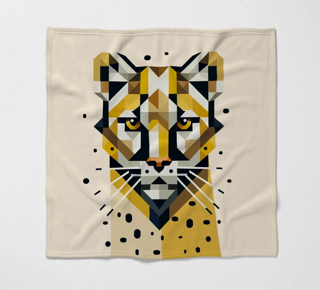 Geometric elegance - cat of prey in abstract form fleece blanket by namosh