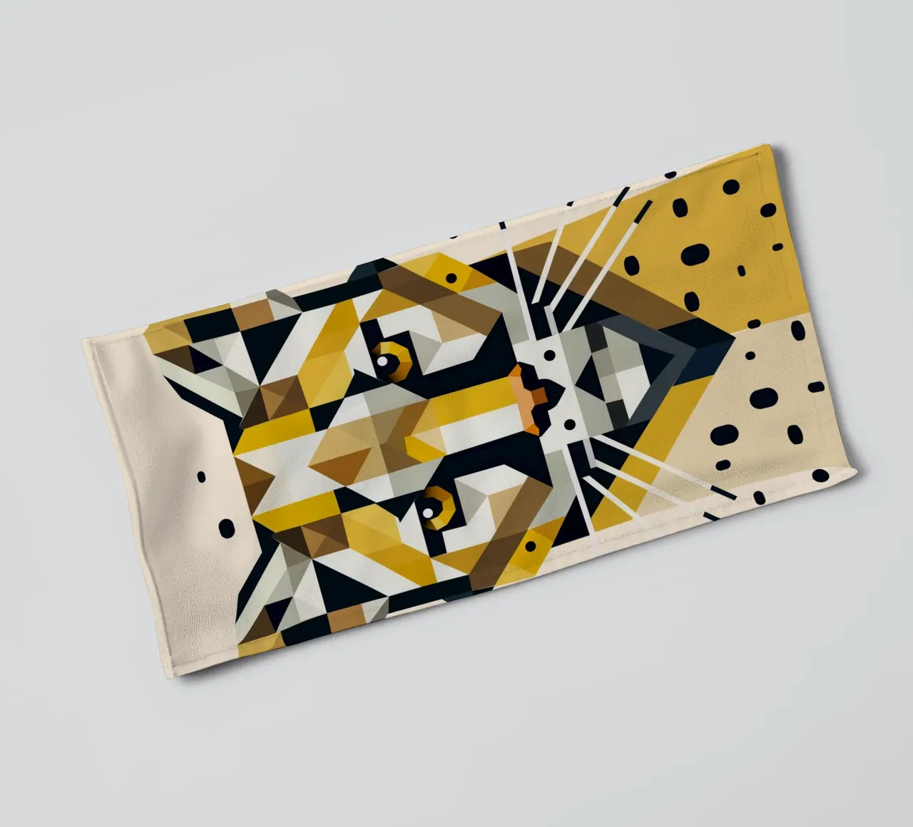 Geometric elegance - cat of prey in abstract form towel by namosh