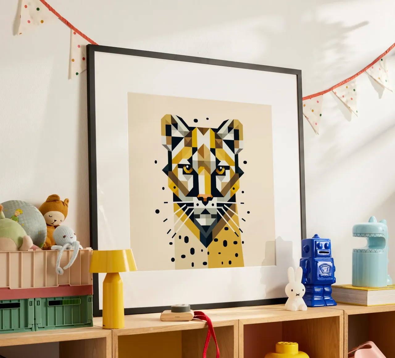 Geometric elegance - cat of prey in abstract form hahnemühle by namosh