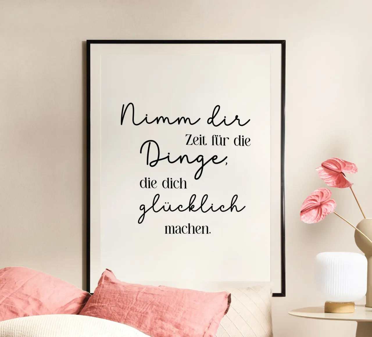 Nimm dir Zeit für die Dinge poster con telaio in legno da BAINAI QUOTES
