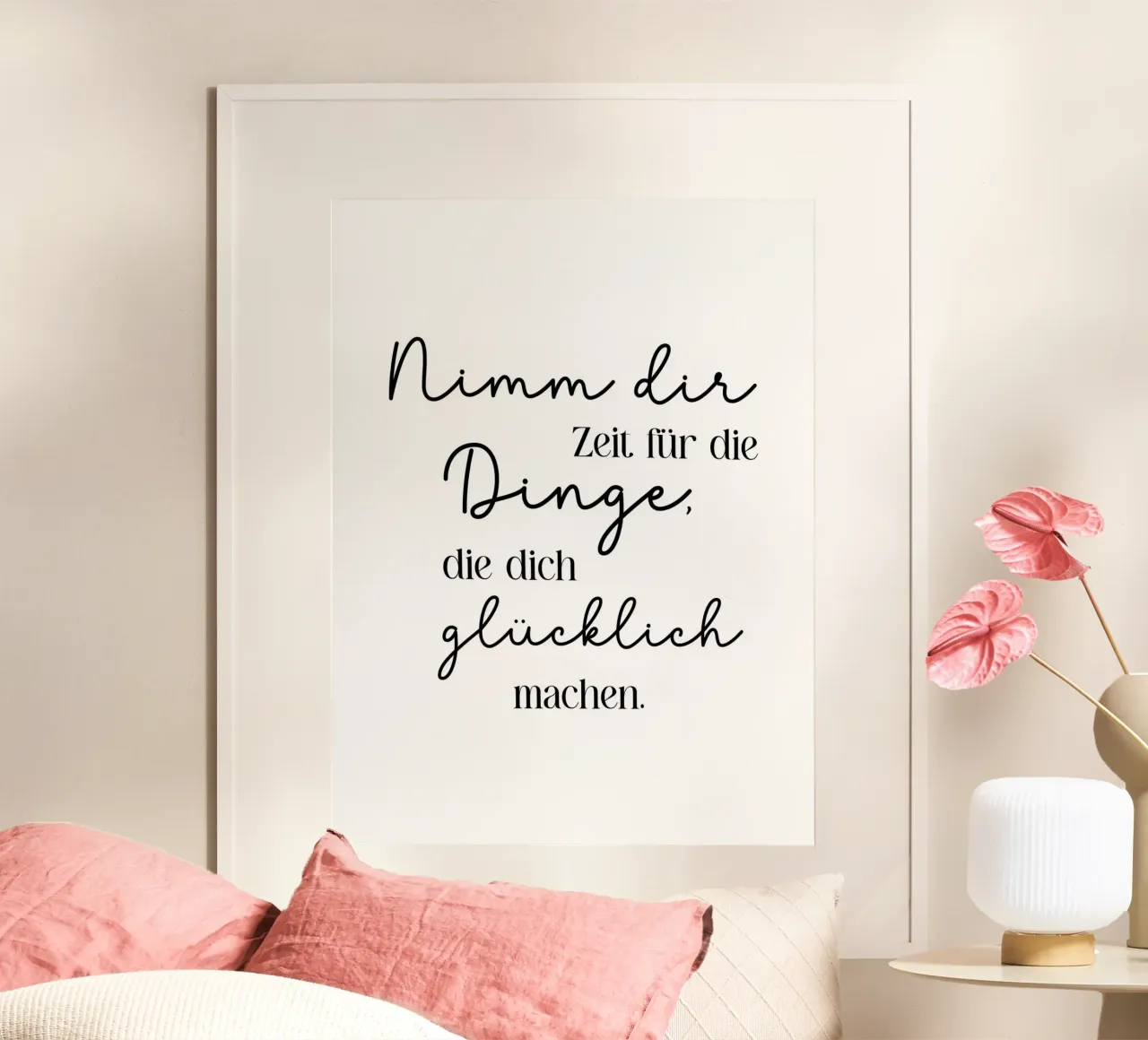Nimm dir Zeit für die Dinge poster con telaio in legno da BAINAI QUOTES