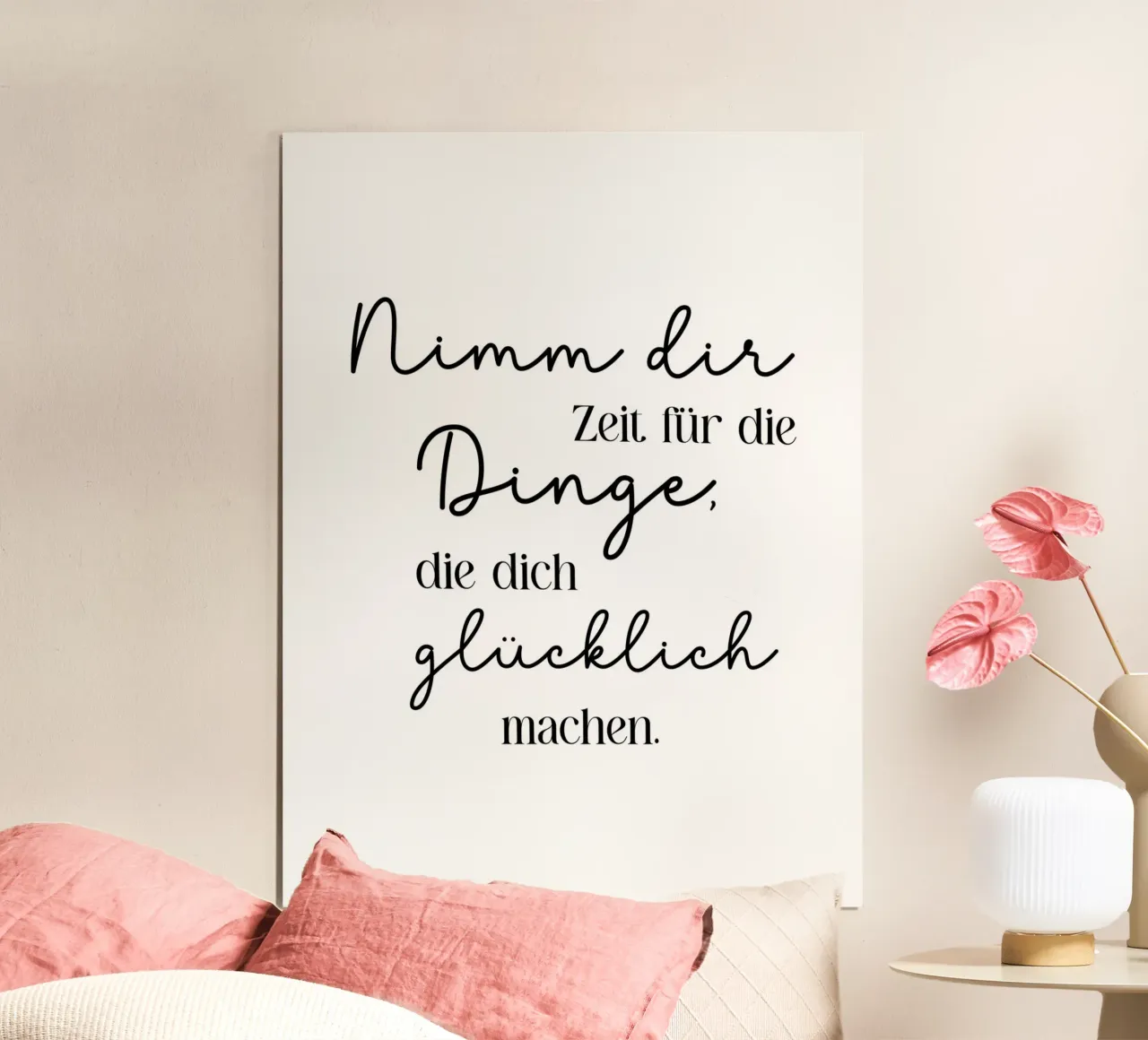 Nimm dir Zeit für die Dinge poster con telaio in legno da BAINAI QUOTES
