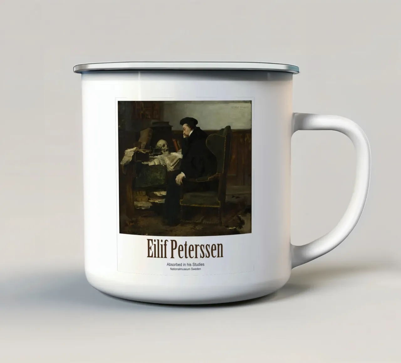 Elif Peterssen: Vertieft ins Studium tazza in smalto da Little Art Histories