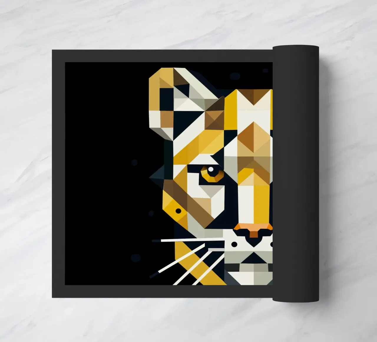 Geometric elegance - cat of prey in abstract form doormat by namosh