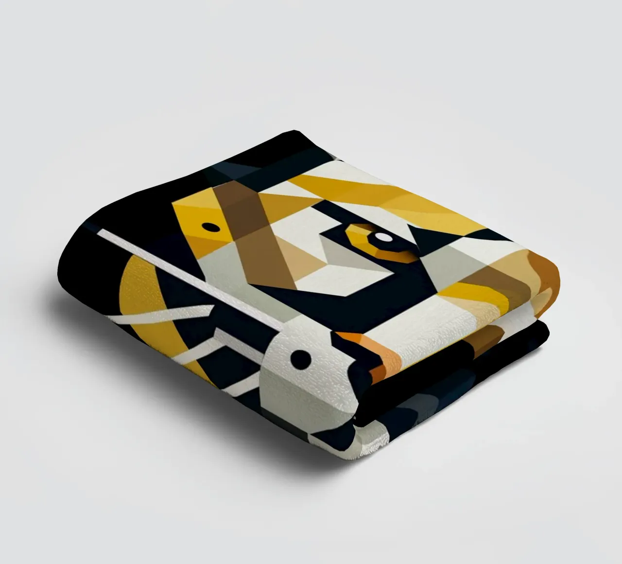 Geometric elegance - cat of prey in abstract form towel by namosh
