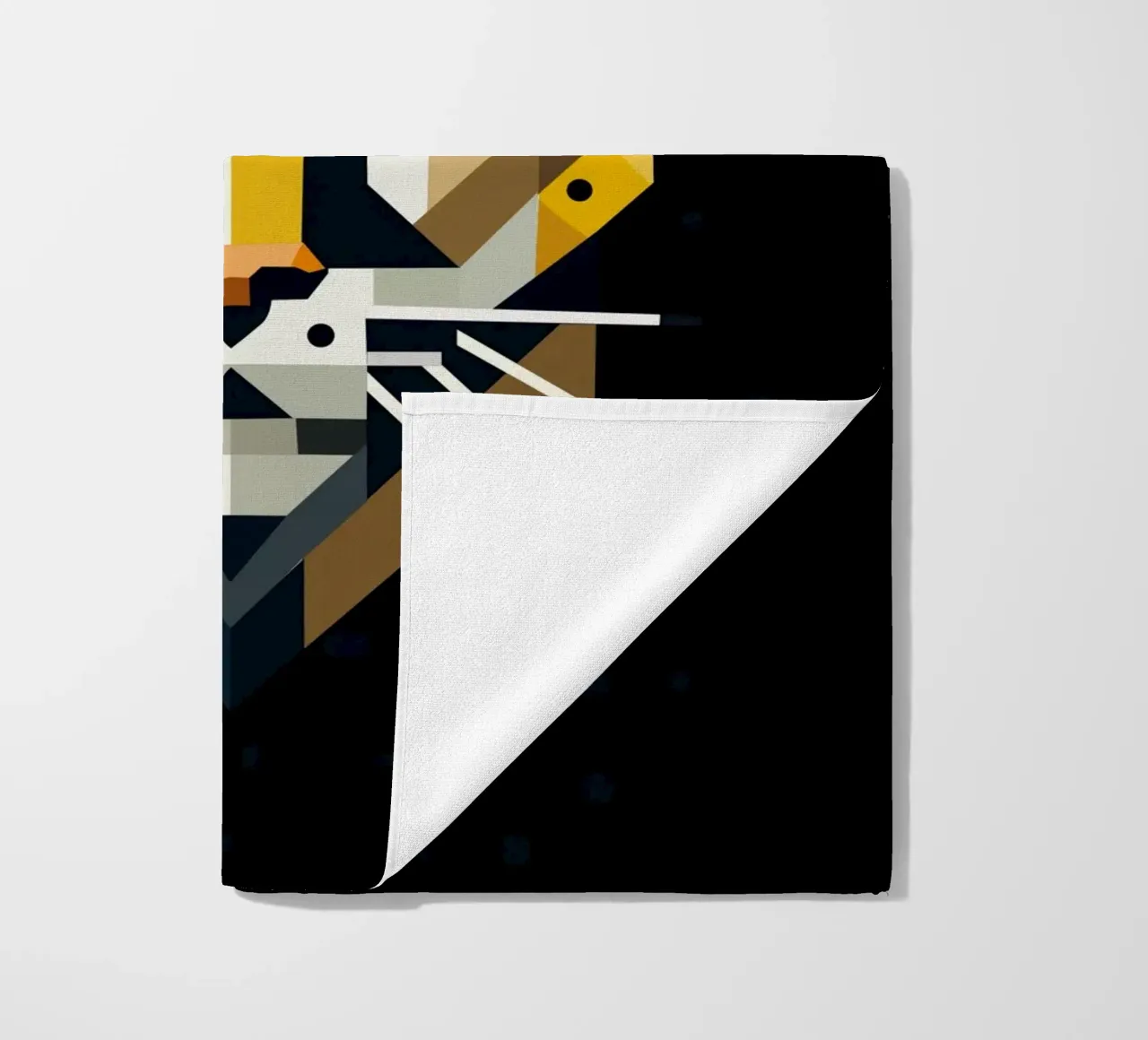 Geometric elegance - cat of prey in abstract form beach towel by namosh