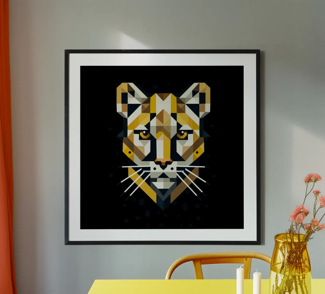 Geometric elegance - cat of prey in abstract form hahnemühle by namosh