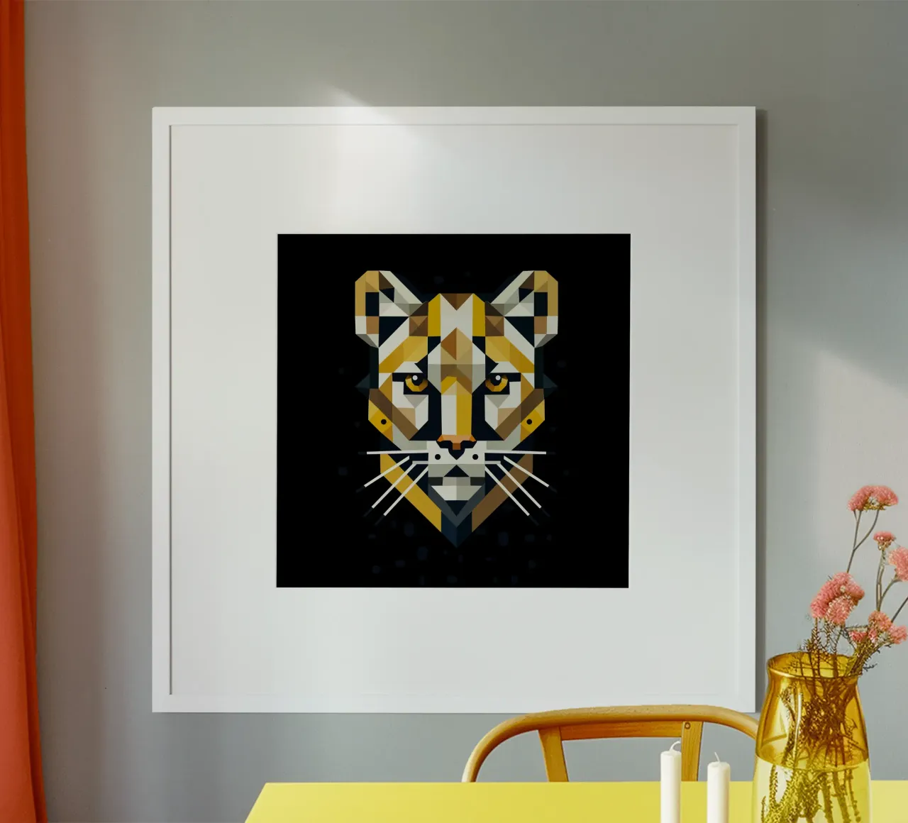 Geometric elegance - cat of prey in abstract form hahnemühle by namosh
