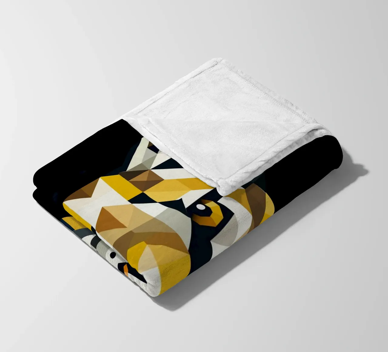 Geometric elegance - cat of prey in abstract form fleece blanket by namosh
