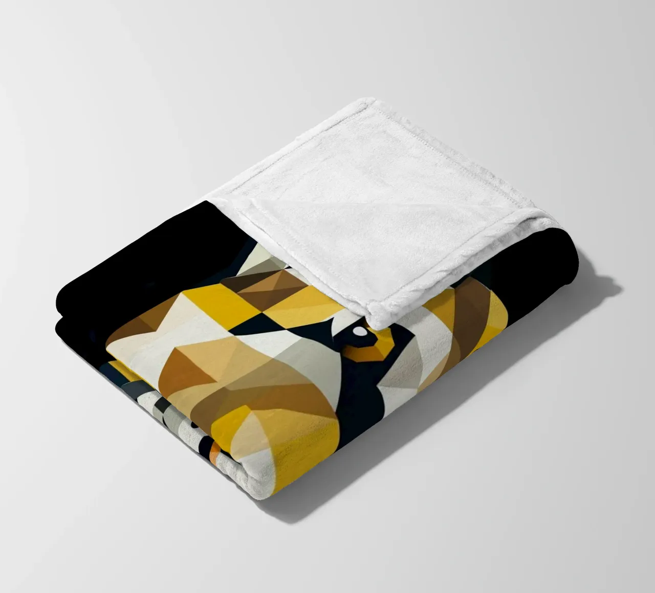 Geometric elegance - cat of prey in abstract form fleece blanket by namosh