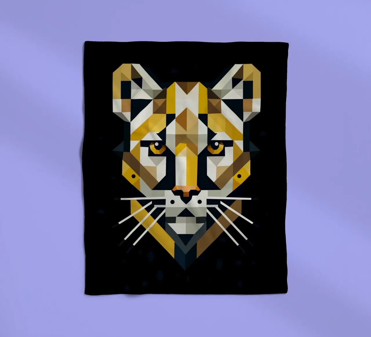Geometric elegance - cat of prey in abstract form fleece blanket by namosh