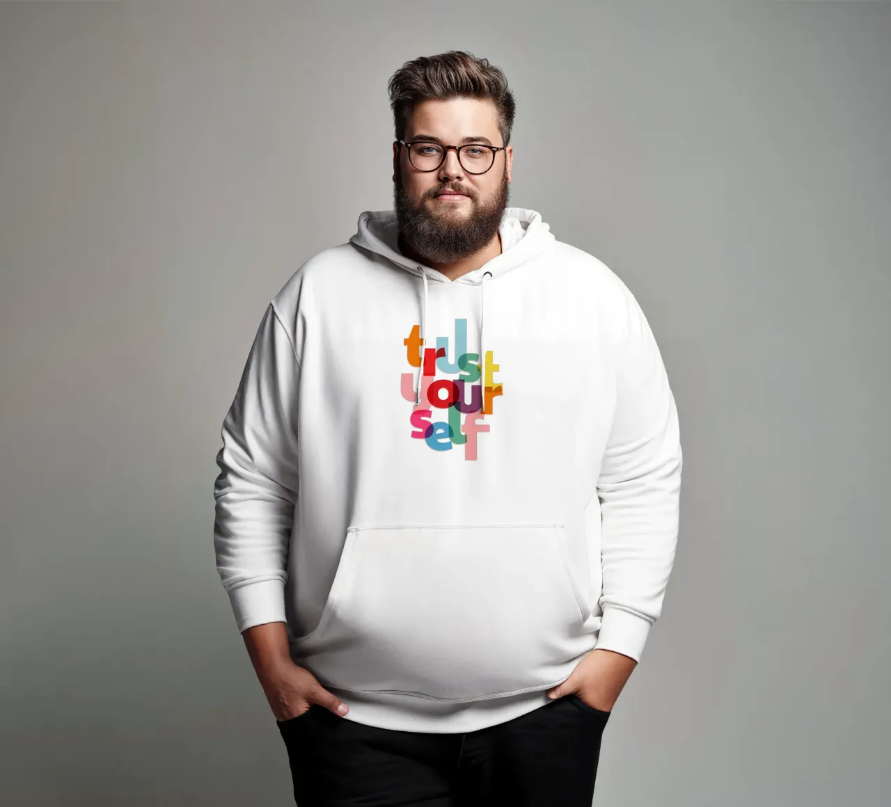 Trust Yourself - Bold Motivational Typography felpa con cappuccio da showmemars