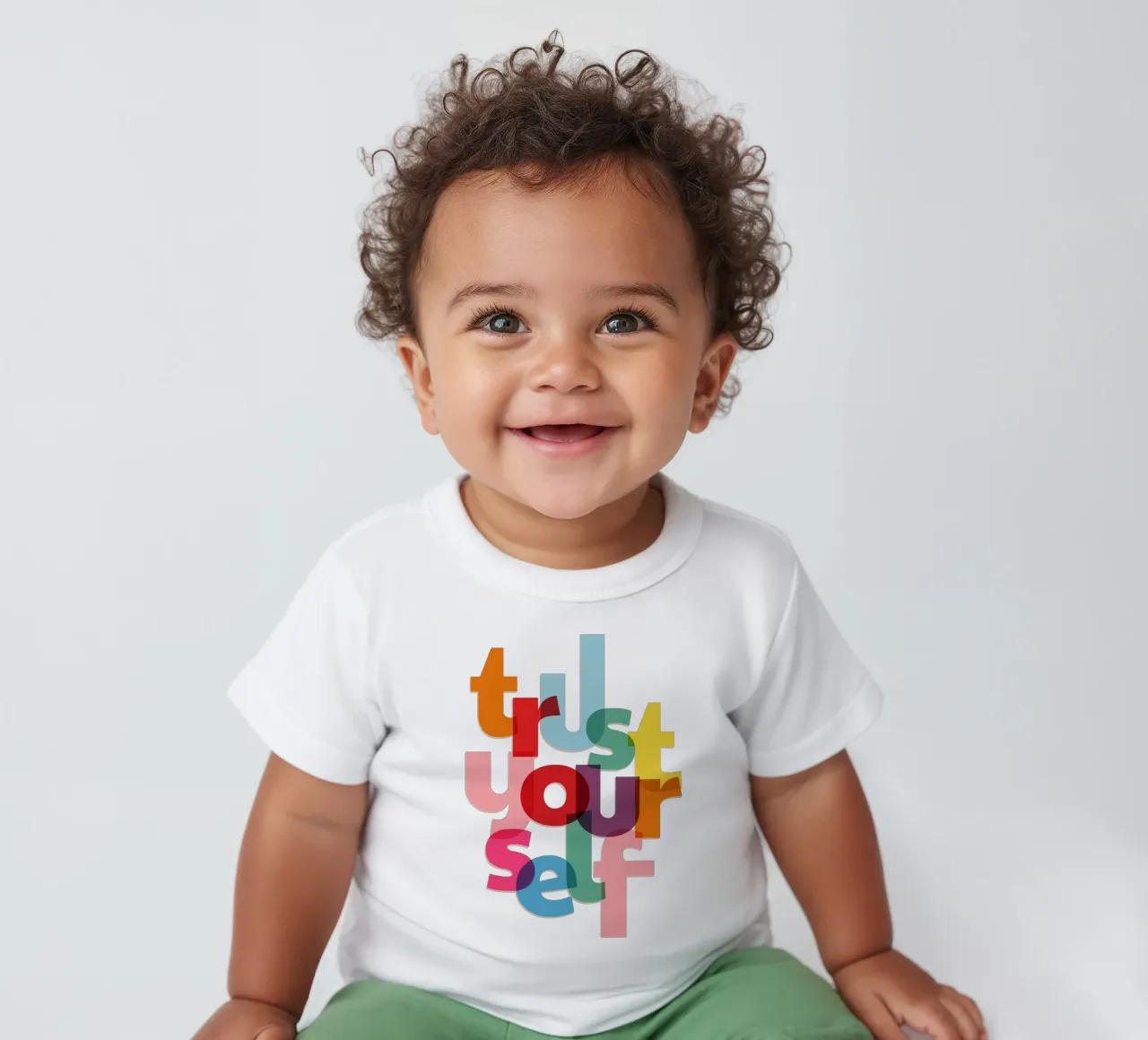 Trust Yourself - Bold Motivational Typography baby t-shirt by showmemars