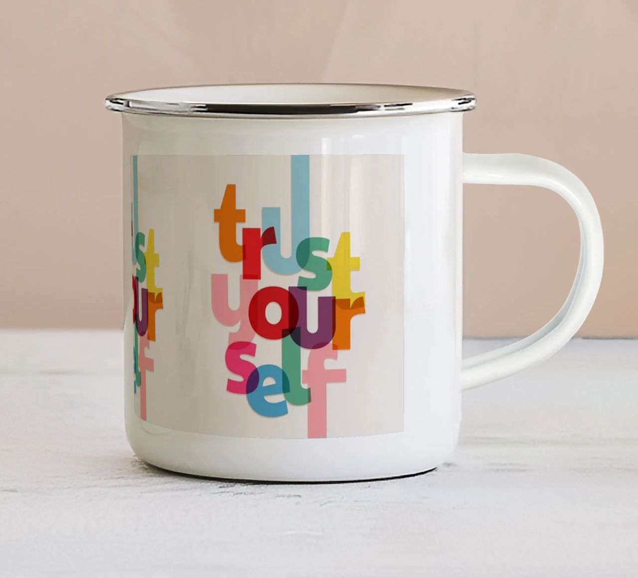 Trust Yourself - Bold Motivational Typography tazza in smalto da showmemars