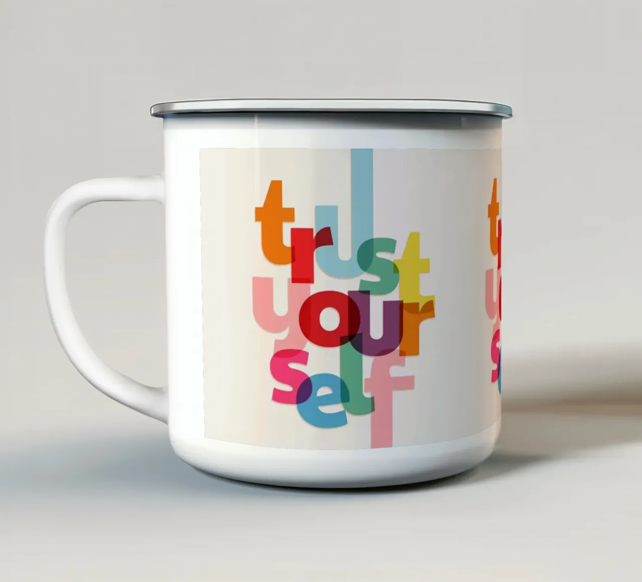 Trust Yourself - Bold Motivational Typography tazza in smalto da showmemars