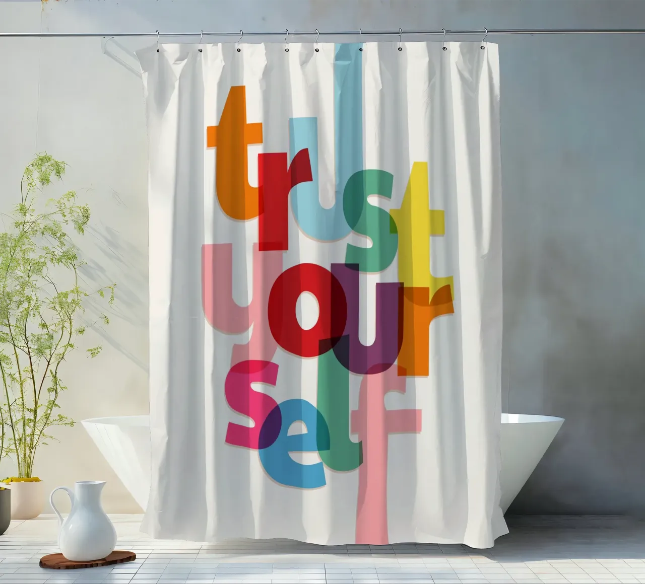Trust Yourself - Bold Motivational Typography Duschvorhang von showmemars