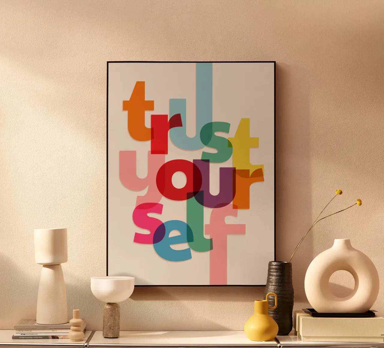 Trust Yourself - Bold Motivational Typography acrylic glass by showmemars