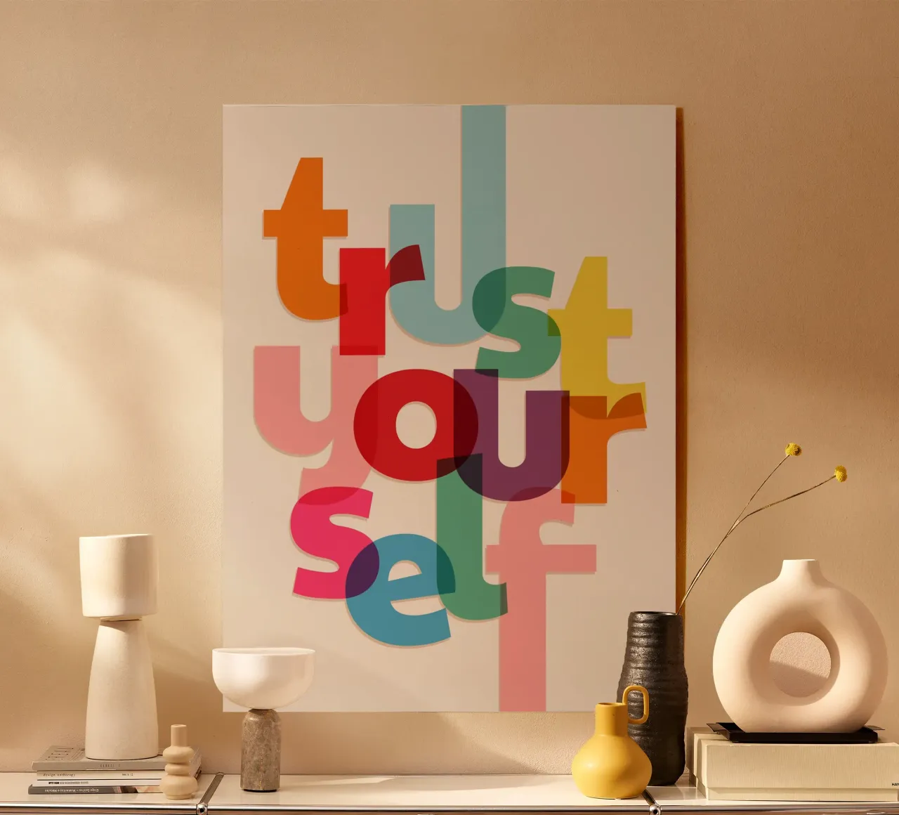 Trust Yourself - Bold Motivational Typography acrylic glass by showmemars