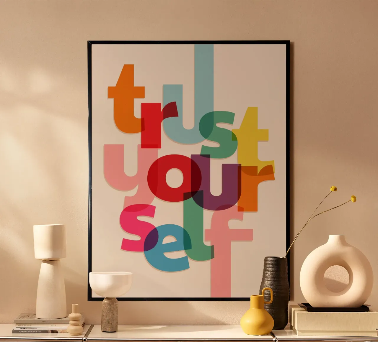 Trust Yourself - Bold Motivational Typography poster by showmemars