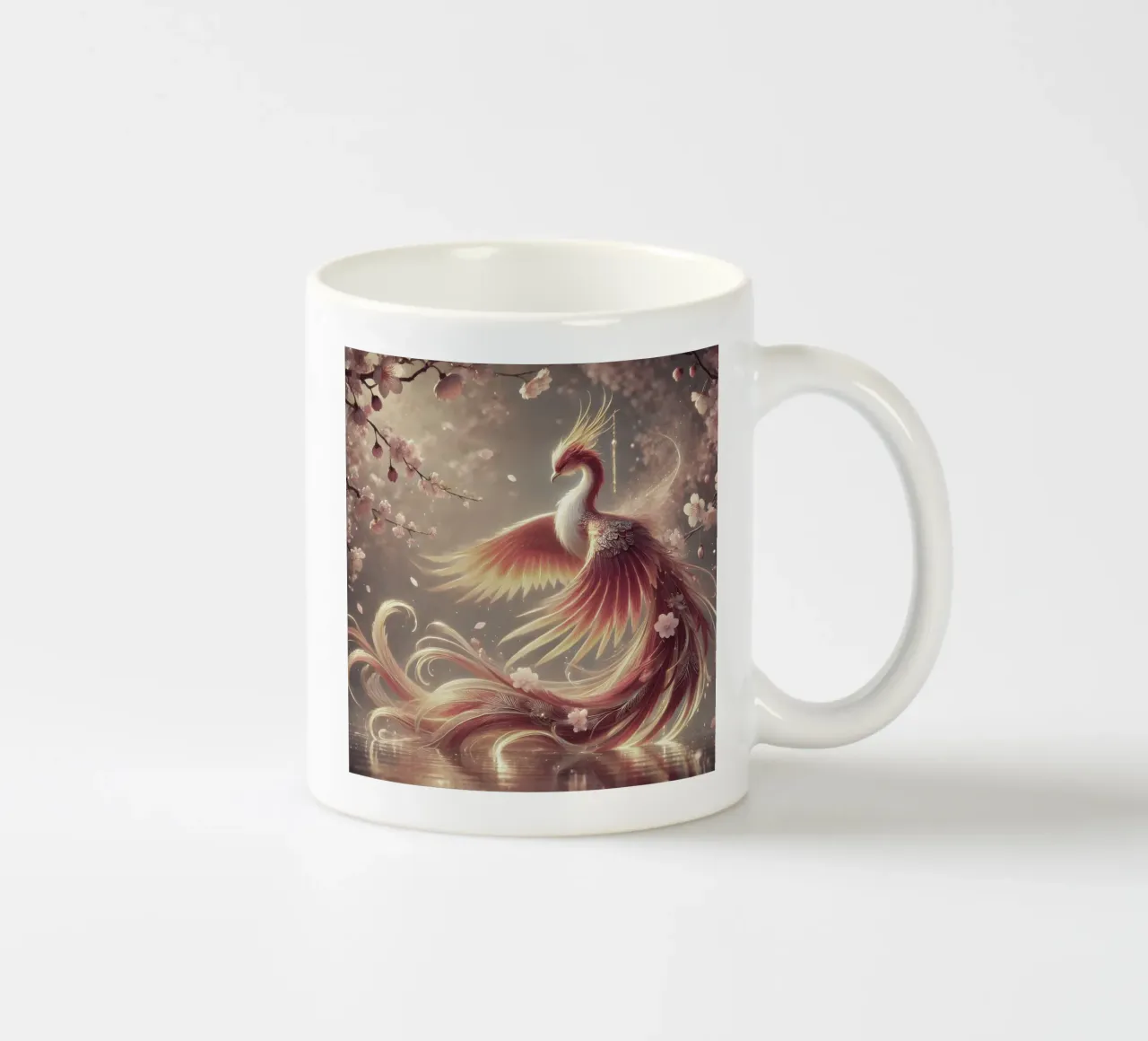 Elegante fenice, racchiusa in piume dai colori pastello tazza in ceramica da scHio