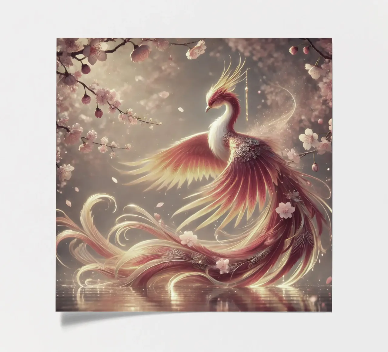 Elegant Phoenix, encased in pastel-coloured feathers sticker sheet by scHio