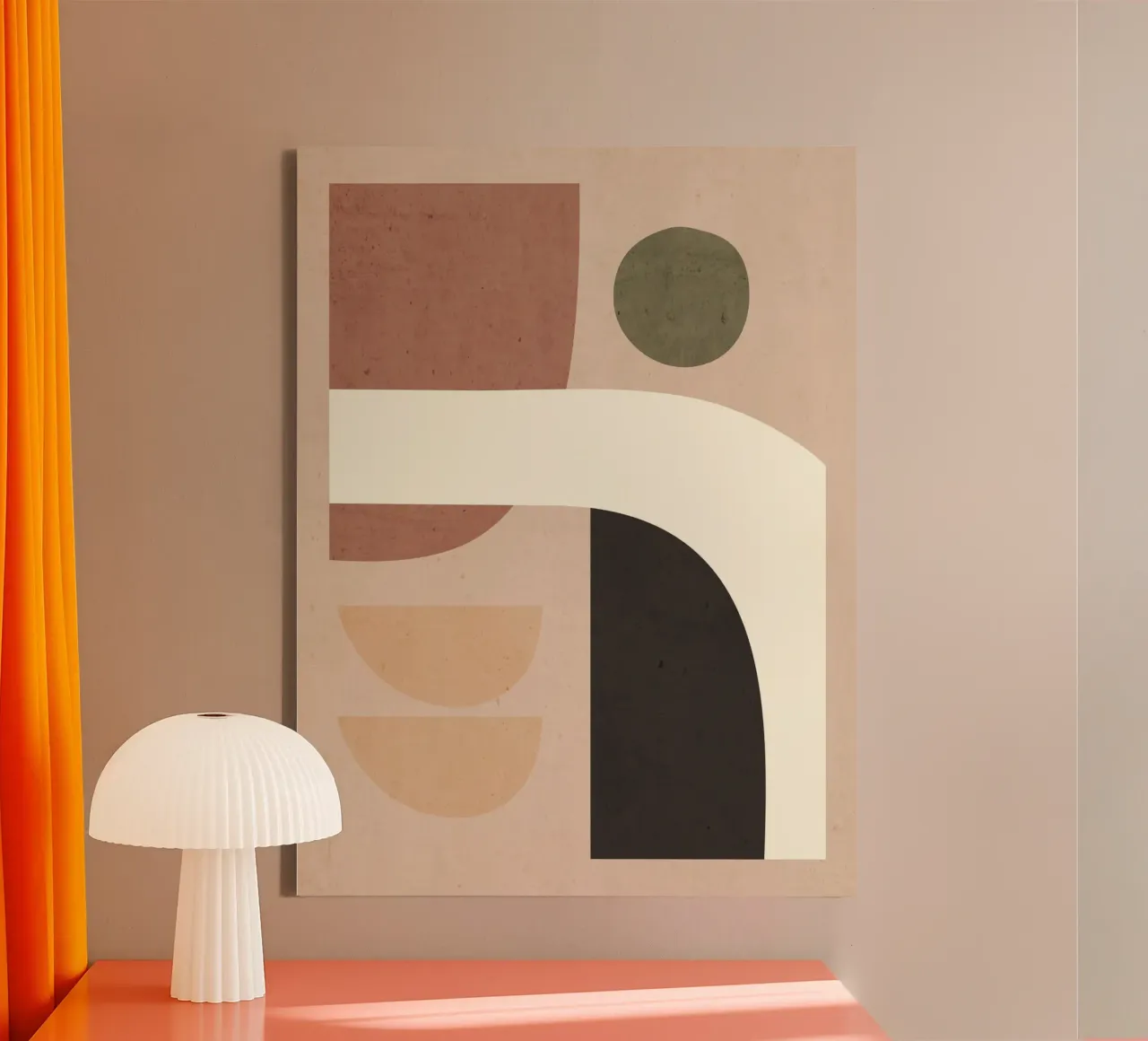 Abstrakte Kunst Formen 41 Leinwand mit Schattenfugenrahmen von ThingDesign