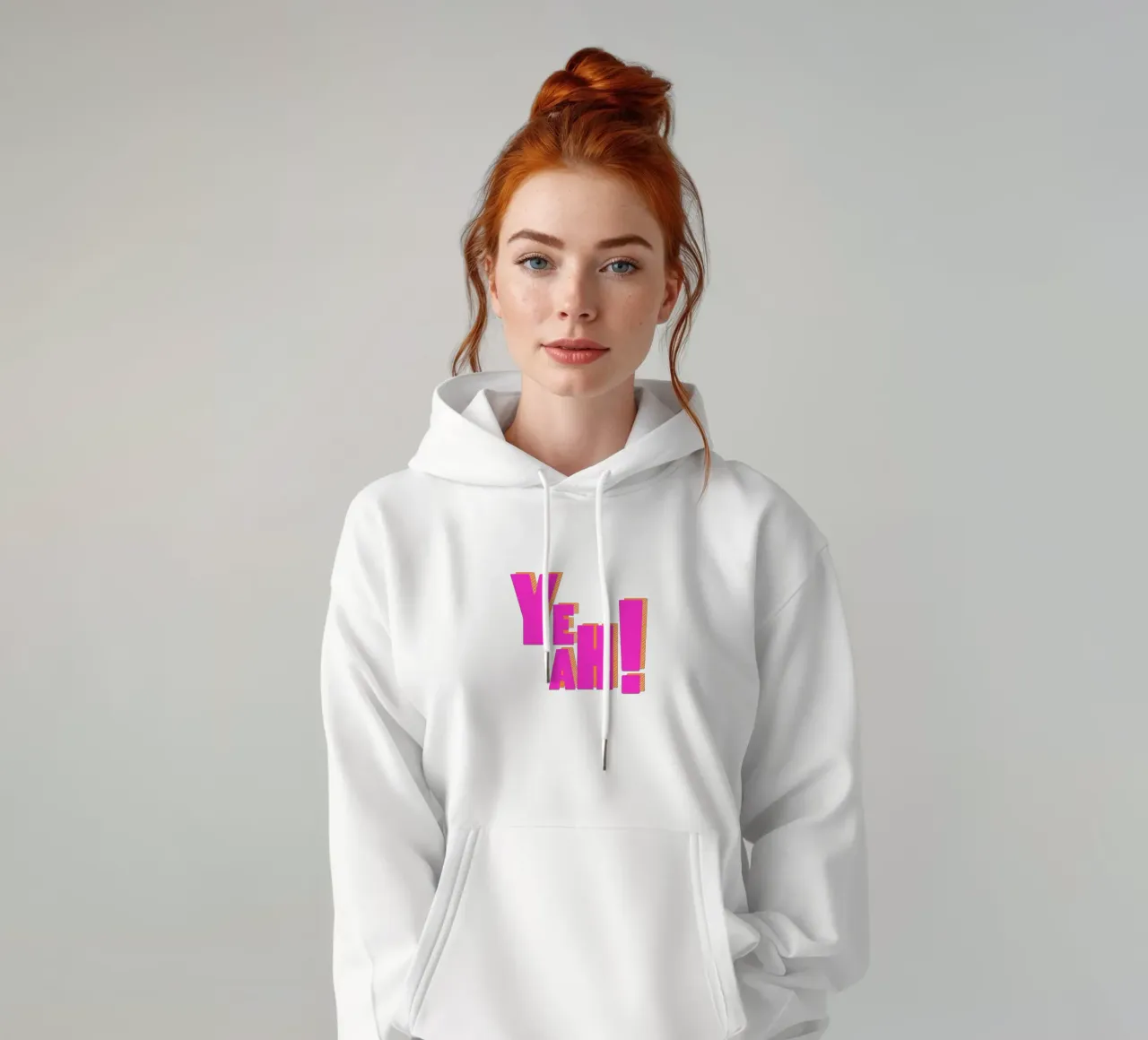 Modern Pink "Yeah!" Typography felpa con cappuccio da showmemars