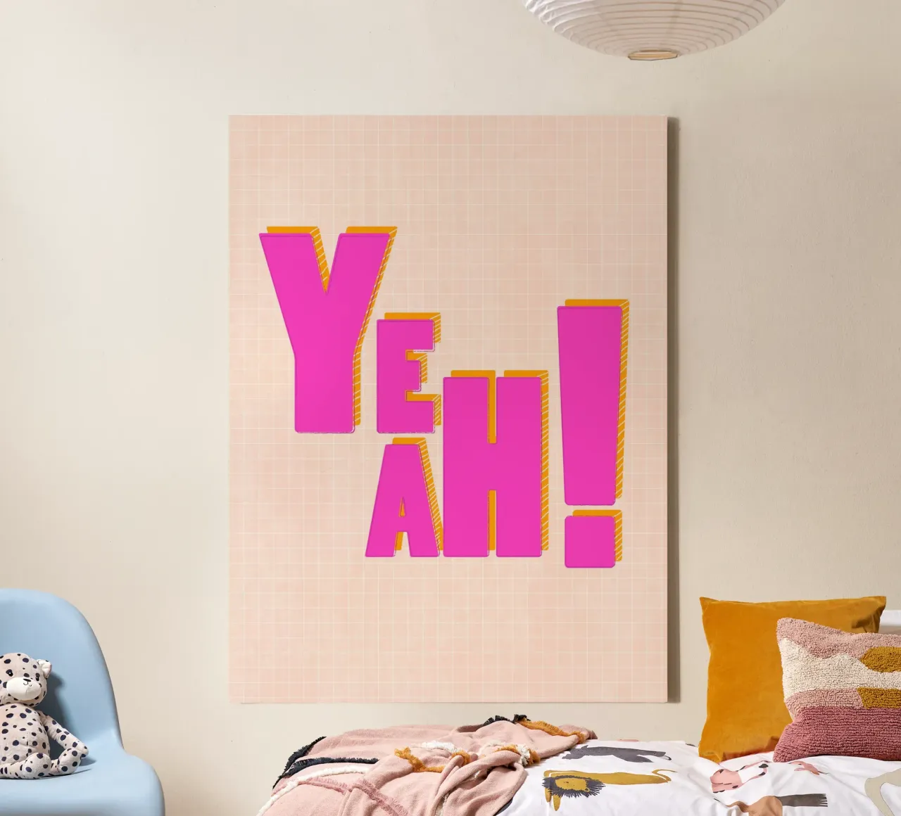 Modern Pink "Yeah!" Typography canvas by showmemars