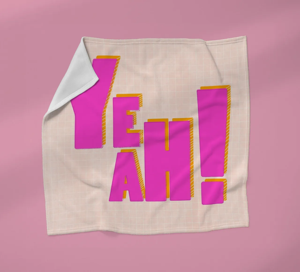 Modern Pink "Yeah!" Typography coperta in pile da showmemars