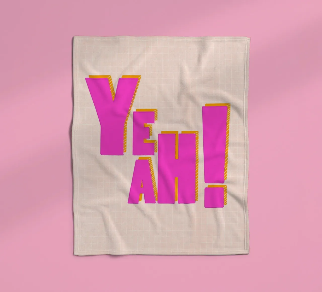 Modern Pink "Yeah!" Typography coperta in pile da showmemars