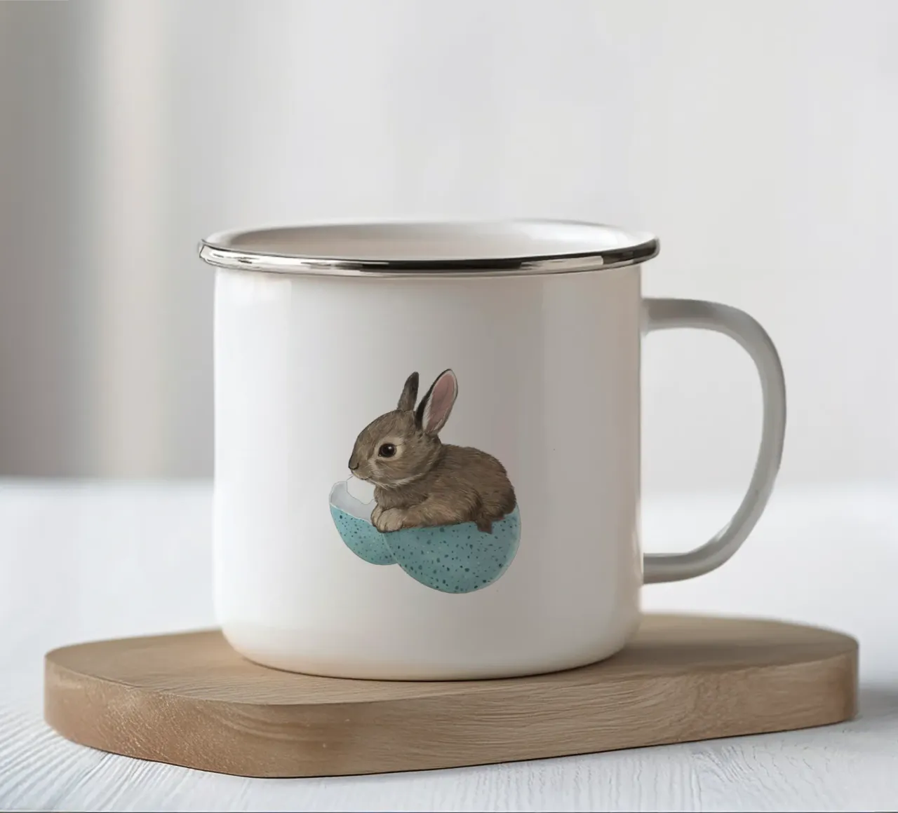 Baby Bunny in Robin's Egg tazza in smalto da Laura Graves