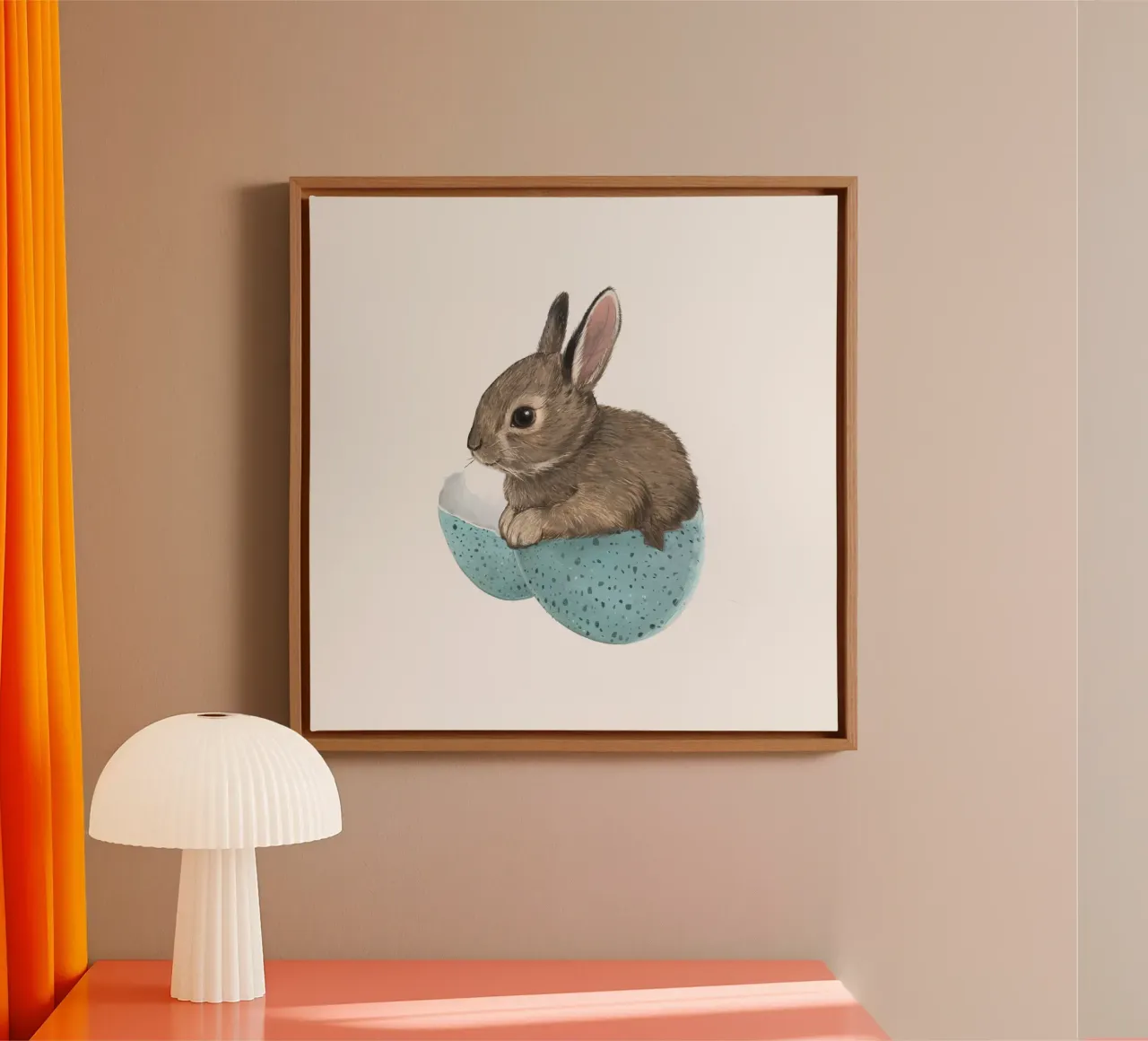 Baby Bunny in Robin's Egg tela con Cornice a cassetta da Laura Graves